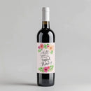 Pink Vintage Flowers Maid of Honor Wine Label
