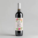 Pink Vintage Flowers Matron of Honor Wine Label
