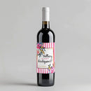 Pink White Bridesmaid Wine Label