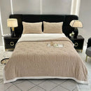 Pink & white double layered flannel arch plush blanket bedroom quilt