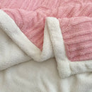 Pink & white double layered flannel arch plush blanket bedroom quilt
