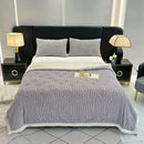 Pink & white double layered flannel arch plush blanket bedroom quilt