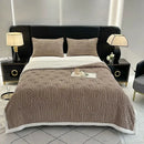 Pink & white double layered flannel arch plush blanket bedroom quilt