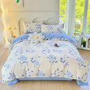 Pink & white floral cotton printed bedding set bedroom soft satin finish