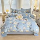 Pink & white floral cotton printed bedding set bedroom soft satin finish