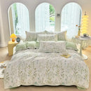 Pink & white floral cotton printed bedding set bedroom soft satin finish
