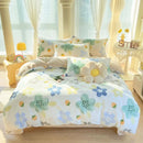 Pink & white floral cotton printed bedding set bedroom soft satin finish