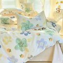 Pink & white floral cotton printed bedding set bedroom soft satin finish