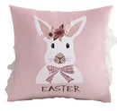 Pink & white floral embroidered bunny cushion cover living room decor