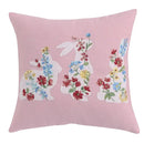 Pink & white floral embroidered bunny cushion cover living room decor