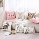 Pink & white floral embroidered bunny cushion cover living room decor