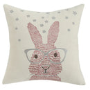 Pink & white floral embroidered bunny cushion cover living room decor