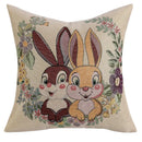Pink & white floral embroidered bunny cushion cover living room decor