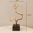 Pink & white golden tree crystal ball statue living room decor
