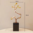 Pink & white golden tree crystal ball statue living room decor