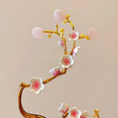 Pink & white golden tree crystal ball statue living room decor