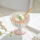 Pink & white gradient gloss ceramic dessert bowl dining room goblet