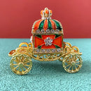 Pink & white rhinestone crown carriage jewelry trinket box bedroom decor