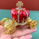 Pink & white rhinestone crown carriage jewelry trinket box bedroom decor