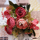 Pink & white silk tea rose ranunculus bouquet wedding decor