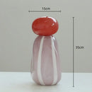 Pink & white striped ceramic vase cover band living room decor