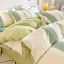 Pink & white striped jacquard cotton bedding set bedroom duvet cover