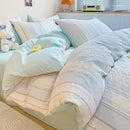 Pink & white striped jacquard cotton bedding set bedroom duvet cover