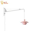Pink & white swing arm wall lamp bedroom wind rotating light