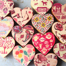 Fabric-Faced Wooden Hearts