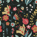 Dark Wallpaper with Fruits and Floral Pattern