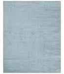 Plain Solid 8x10 Hand Loomed Silver Modern Minimalist Scandinavian Art Silk Rug