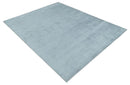 Plain Solid 8x10 Hand Loomed Silver Modern Minimalist Scandinavian Art Silk Rug