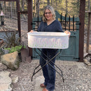 Outdoor Floral Oval Metal Plant Stand