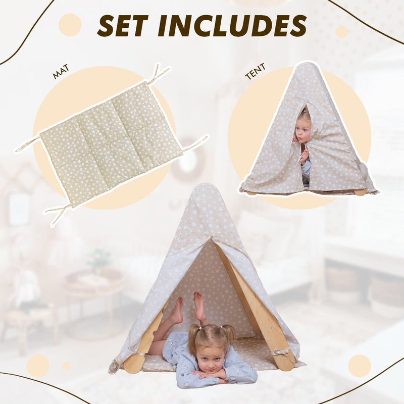 Play Tent Cover with Mat for Climbing Triangle Ladder