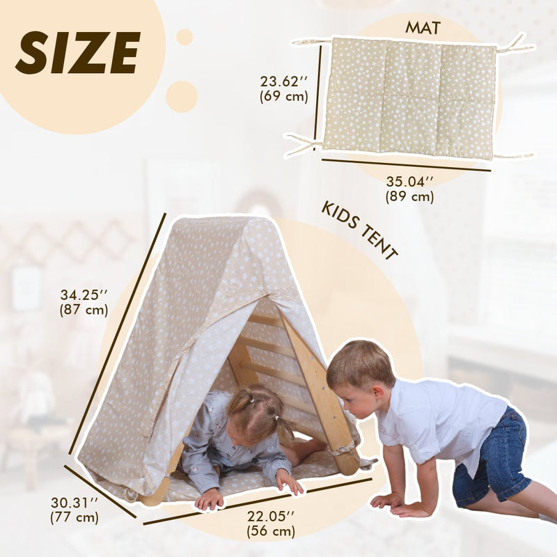 Play Tent Cover with Mat for Climbing Triangle Ladder