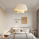 Pleated beige cream white double pendant lamp living room light