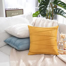 Pleated mustard yellow short wool velvet pillowcase for living room