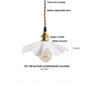 Pleated white fabric pendant light bedroom ceramic wood decor