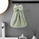 Plush coral velvet soft hand towels with bows for kitchen and bathroom