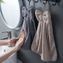 Plush coral velvet soft hand towels with bows for kitchen and bathroom