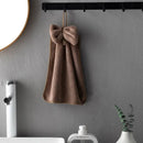 Plush coral velvet soft hand towels with bows for kitchen and bathroom