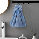 Plush coral velvet soft hand towels with bows for kitchen and bathroom