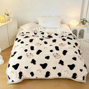 Plush cream & brown geometric double layer raschel blanket bedroom throw