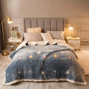 Plush cream floral fleece wool blanket for bedroom