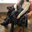 Plush dark gray & black camouflage knitted throw blanket bedroom