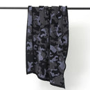 Plush dark gray & black camouflage knitted throw blanket bedroom