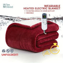 Plush deep red electric heated blanket bedroom throw with auto shut
