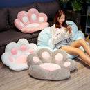 Plush gray & pink cat paw chair – bedroom decor cushion