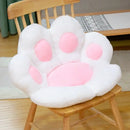 Plush gray & pink cat paw chair – bedroom decor cushion