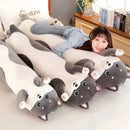 Plush gray & white cat sleeping body pillow bedroom decor